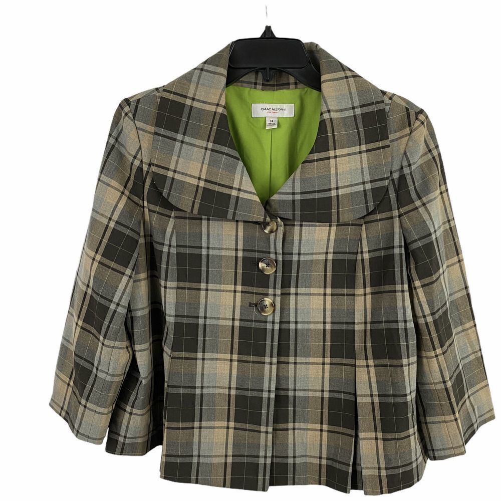 ISAAC MIZRAHI Target Plaid Peter pan collar jacket